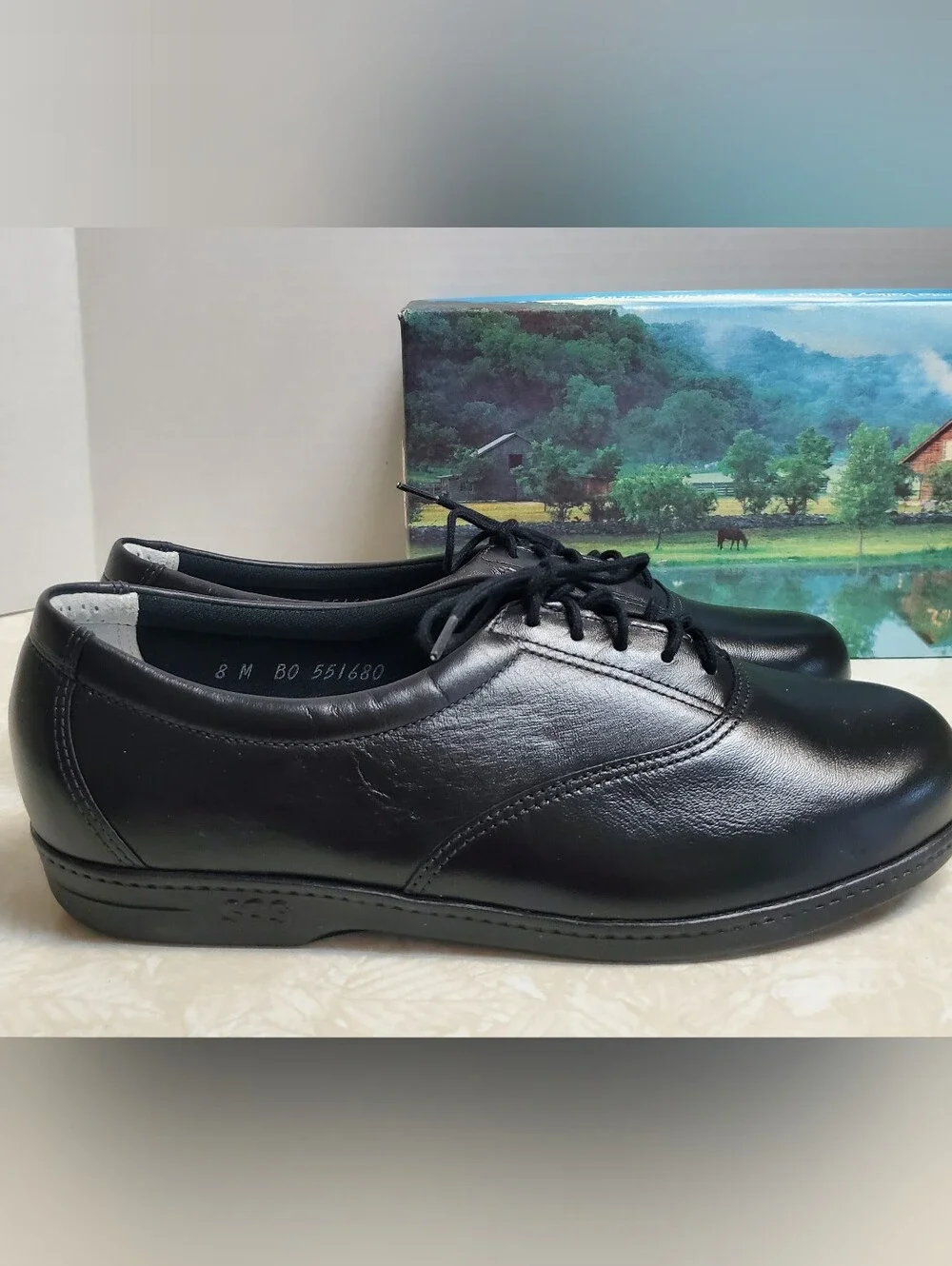 SAS Black Leather Whisper Walking Shoe